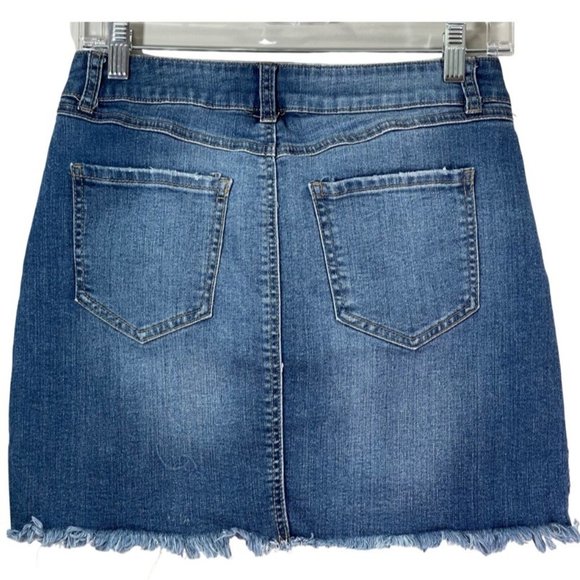 REWASH Vintage Reunion Destructed Denim Mini Skirt Size 28 - Picture 2 of 8